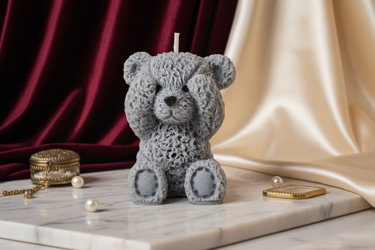 Teddybär Kerze - Handgemacht